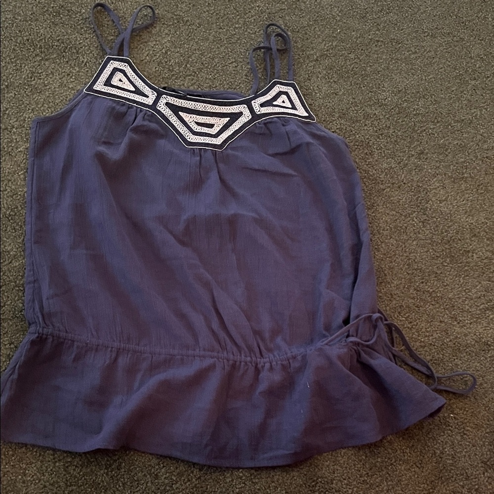 Banana Republic Navy Tank Top with Geometric Embroidery